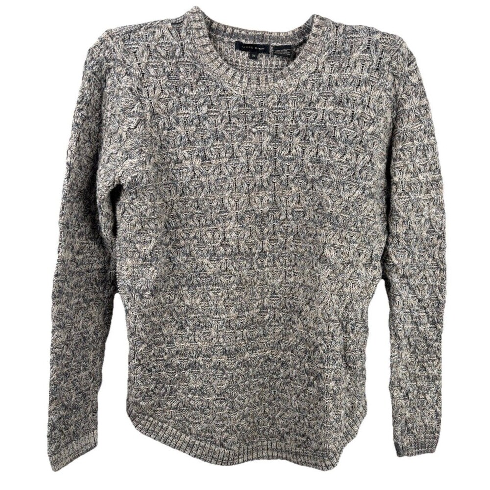 Vintage Jeanne Pierre Gray Tones 100% Cotton Cable Knit Sweater Size Medium